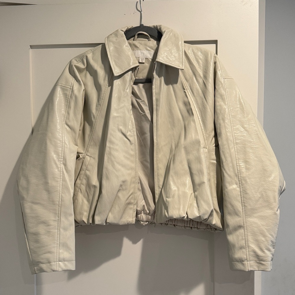 Zara Women's Off-White Leather Jacket